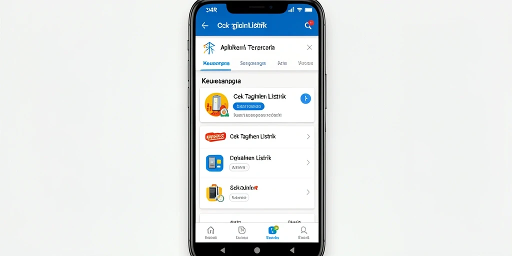 Antarmuka aplikasi 34R menampilkan informasi tagihan listrik dengan jelas.