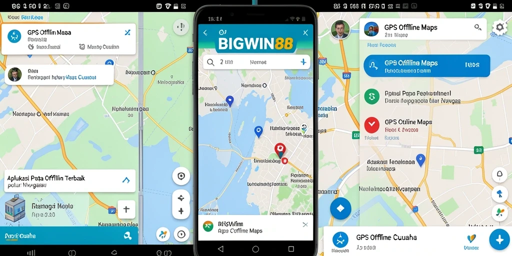Screenshot antarmuka utama BIGWIN88 dengan peta GPS Offline.