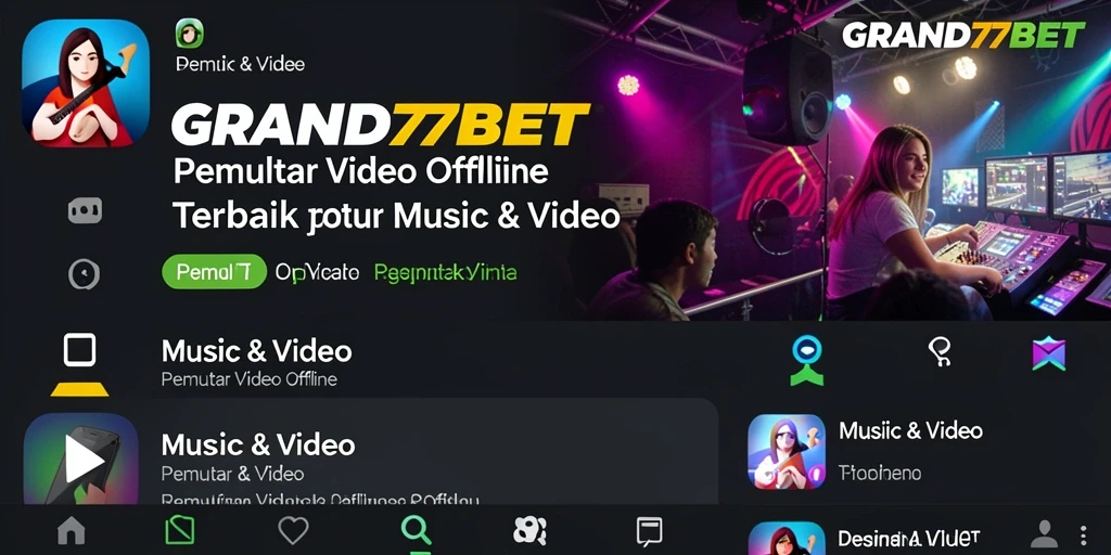 Tampilan antarmuka GRAND77BET dengan fitur Pemutar Video Offline.