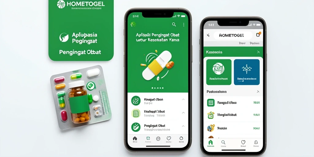 Screenshot aplikasi HOMETOGEL menampilkan antarmuka pengingat obat yang sederhana dan efektif.