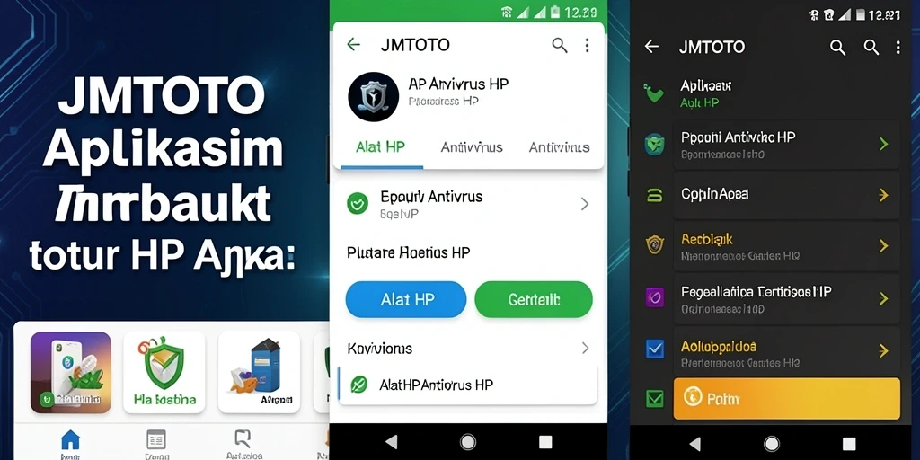 Screenshot antarmuka utama aplikasi JMTOTO sebagai Antivirus HP.