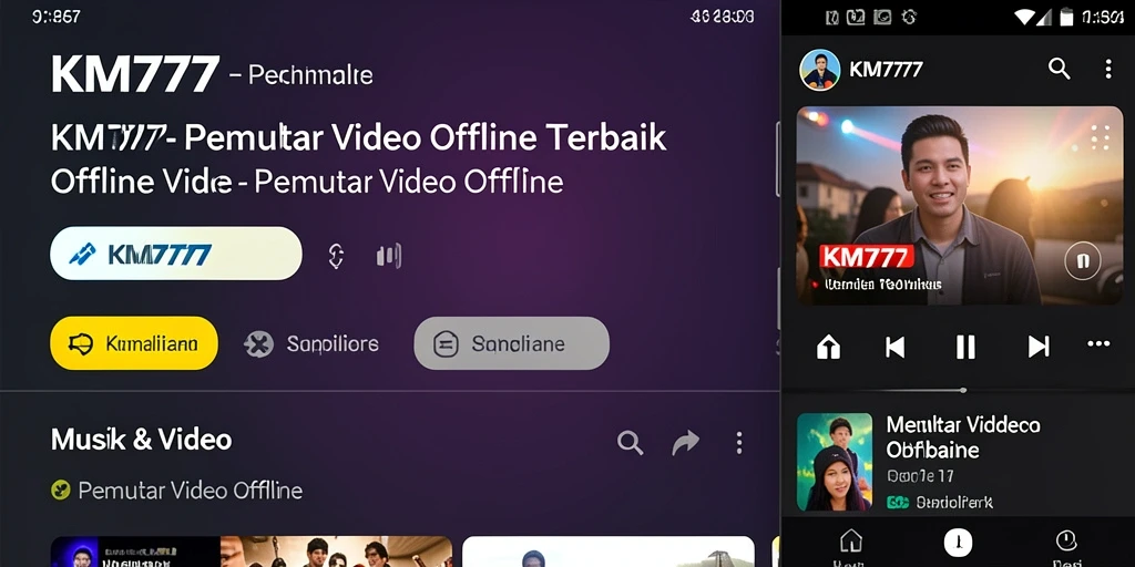 Antarmuka aplikasi KM777 yang sederhana dan intuitif untuk Pemutar Video Offline.
