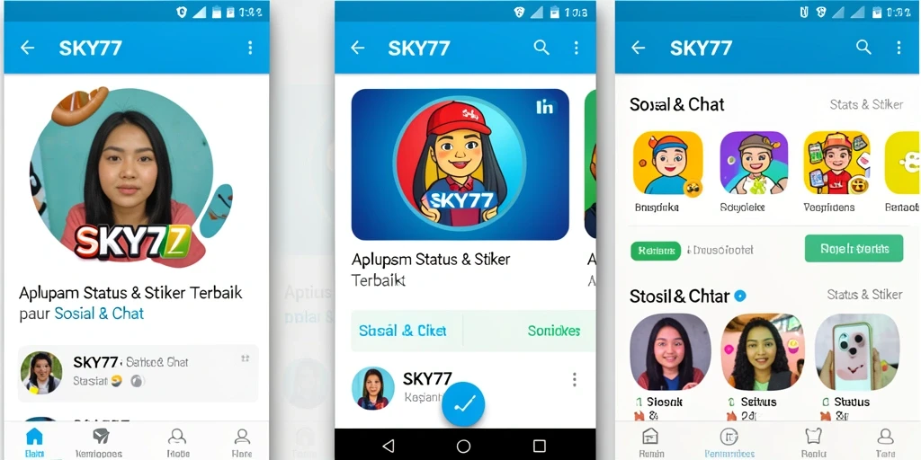 Antarmuka pengguna <strong>SKY77</strong> yang menarik dengan stiker yang beragam.